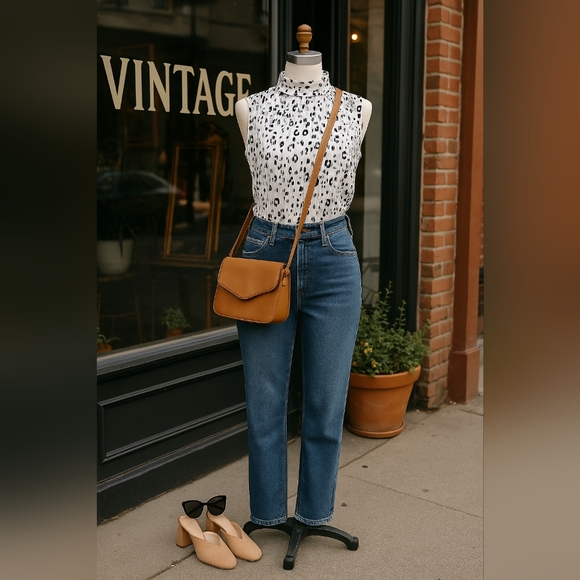 Fairfax County Women's Vintage 1980s Ivory & Black Leopard Print Blouse Size S - Picture 2 of 10